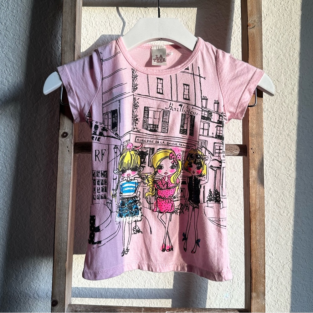 L.A. Teez Pink Graphic T-shirt sz: 3T
